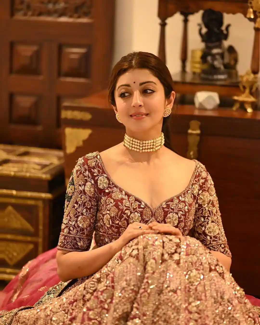 Pranita Subhash Shines in Gagra Choli Dress