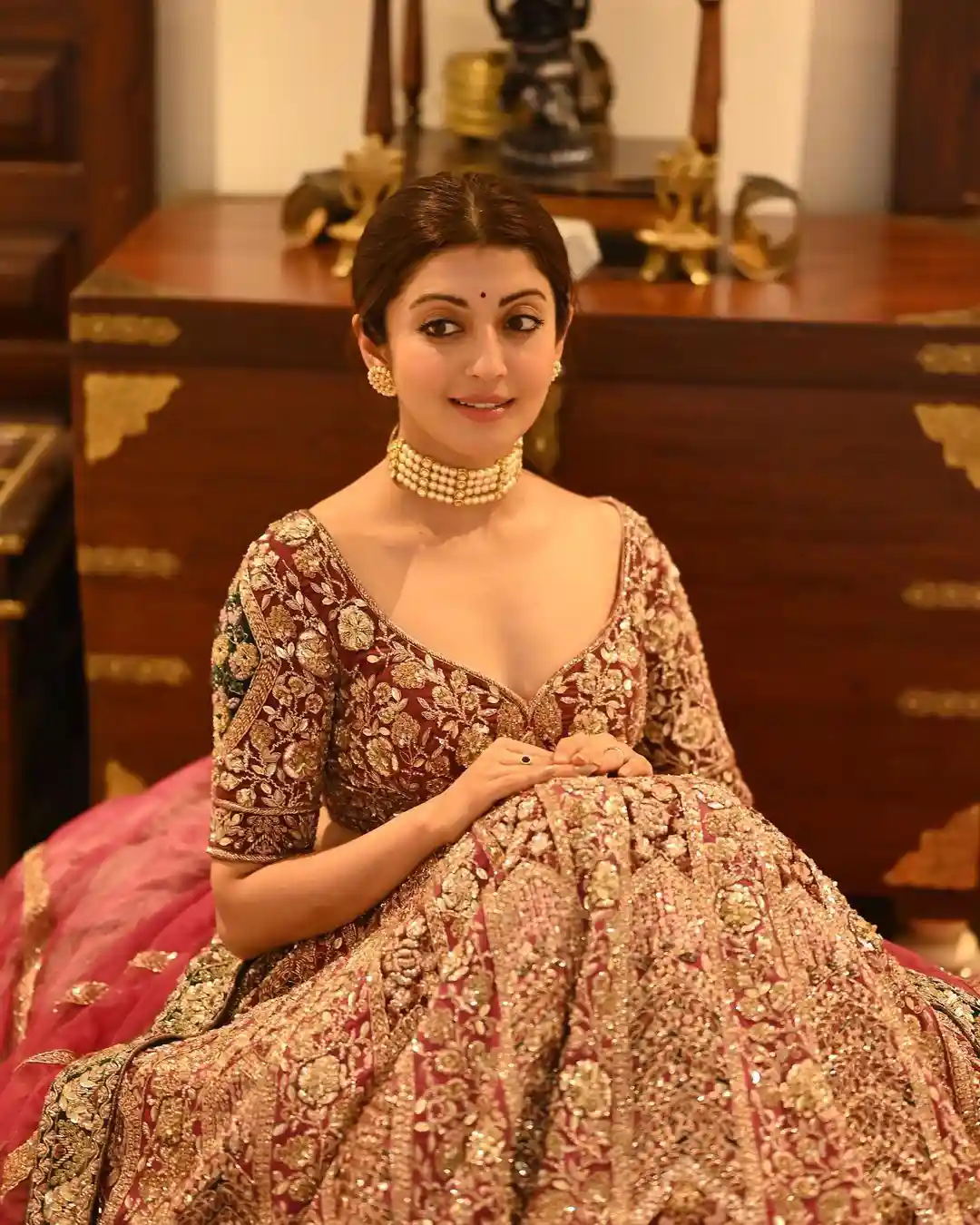 Pranita Subhash Shines in Gagra Choli Dress