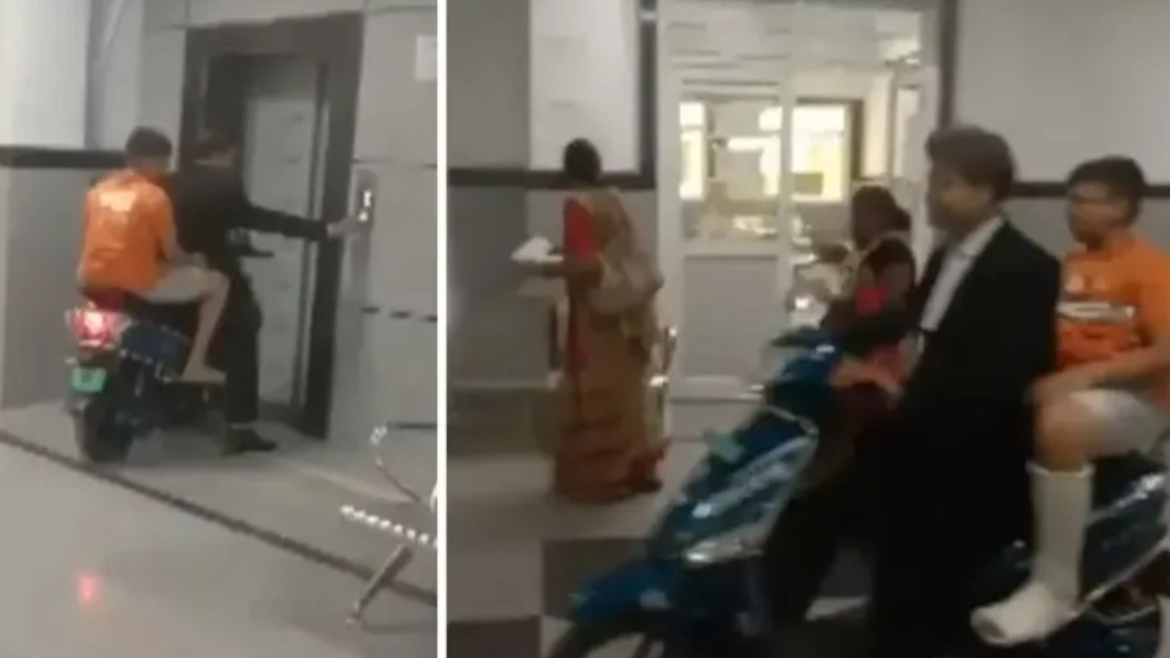 Rajasthan : ఆస్పత్రిలో వీల్ చైర్ లేక.. గాయపడిన కుమారుడిని స్కూటర్ పై మూడో అంతస్తుకు తీసుకెళ్లిన తండ్రి Rajasthan : ఆస్పత్రిలో వీల్ చైర్ లేక.. గాయపడిన కుమారుడిని స్కూటర్ పై మూడో అంతస్తుకు తీసుకెళ్లిన తండ్రి