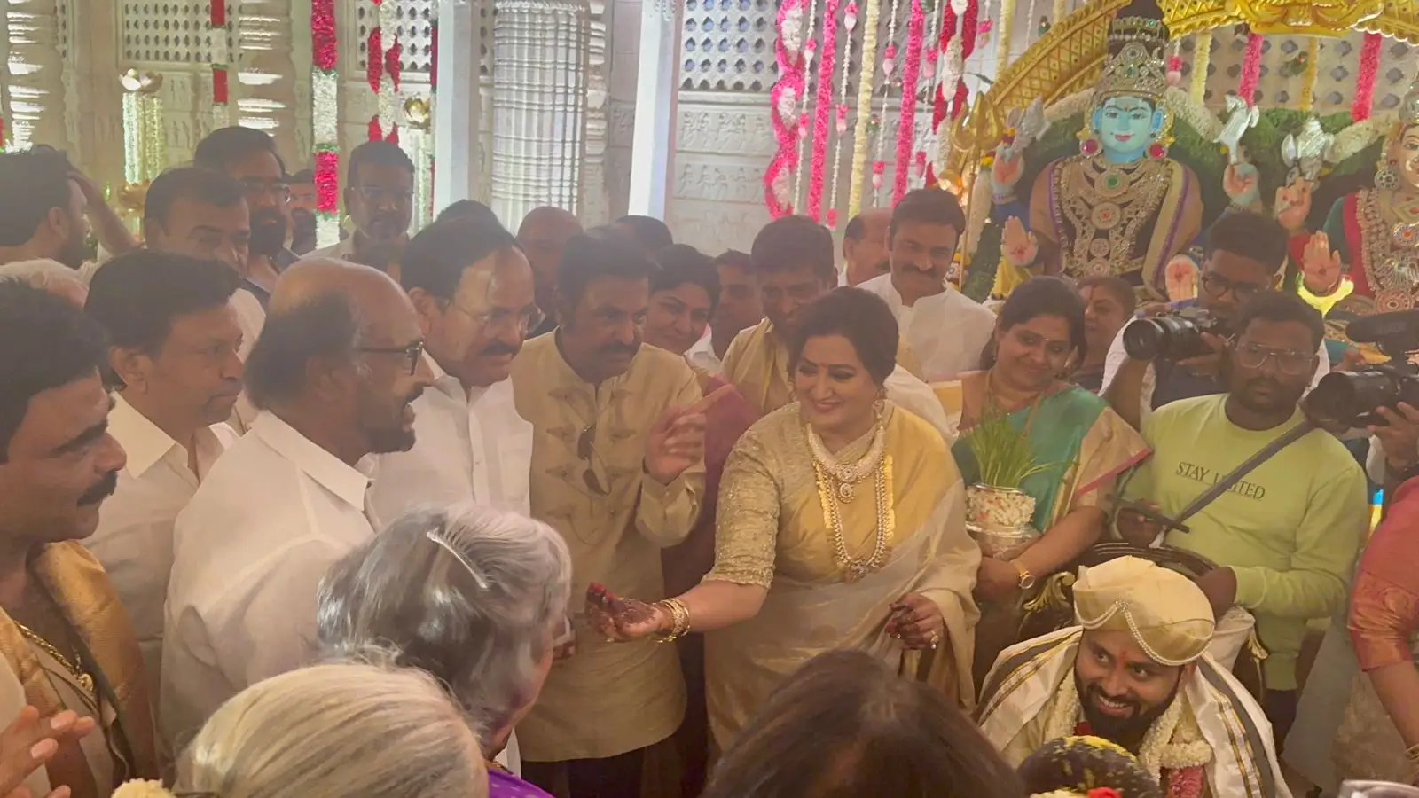 Rajinikanth and Yash photos at Sumalatha Ambareesh son wedding