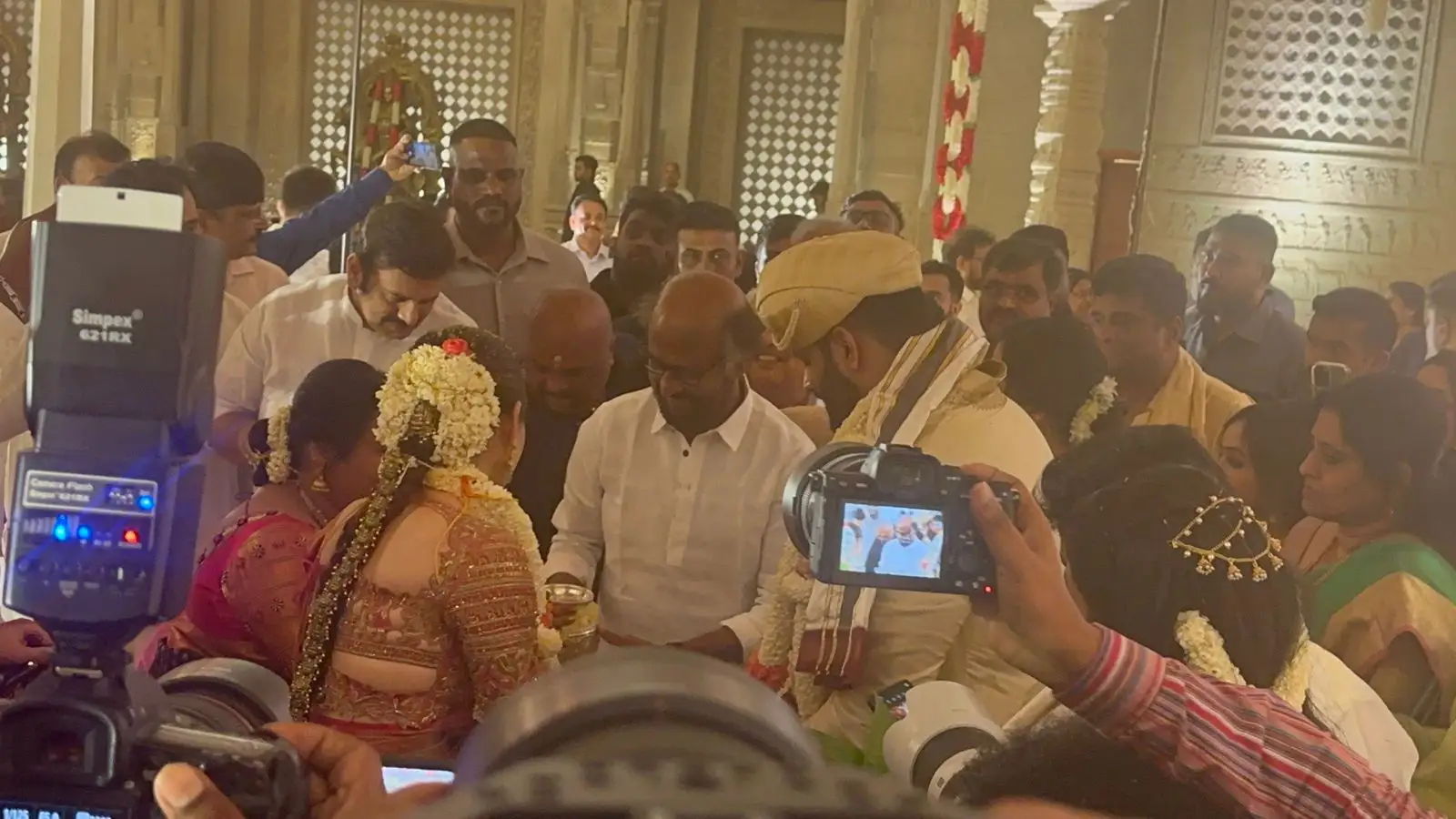 Rajinikanth and Yash photos at Sumalatha Ambareesh son wedding