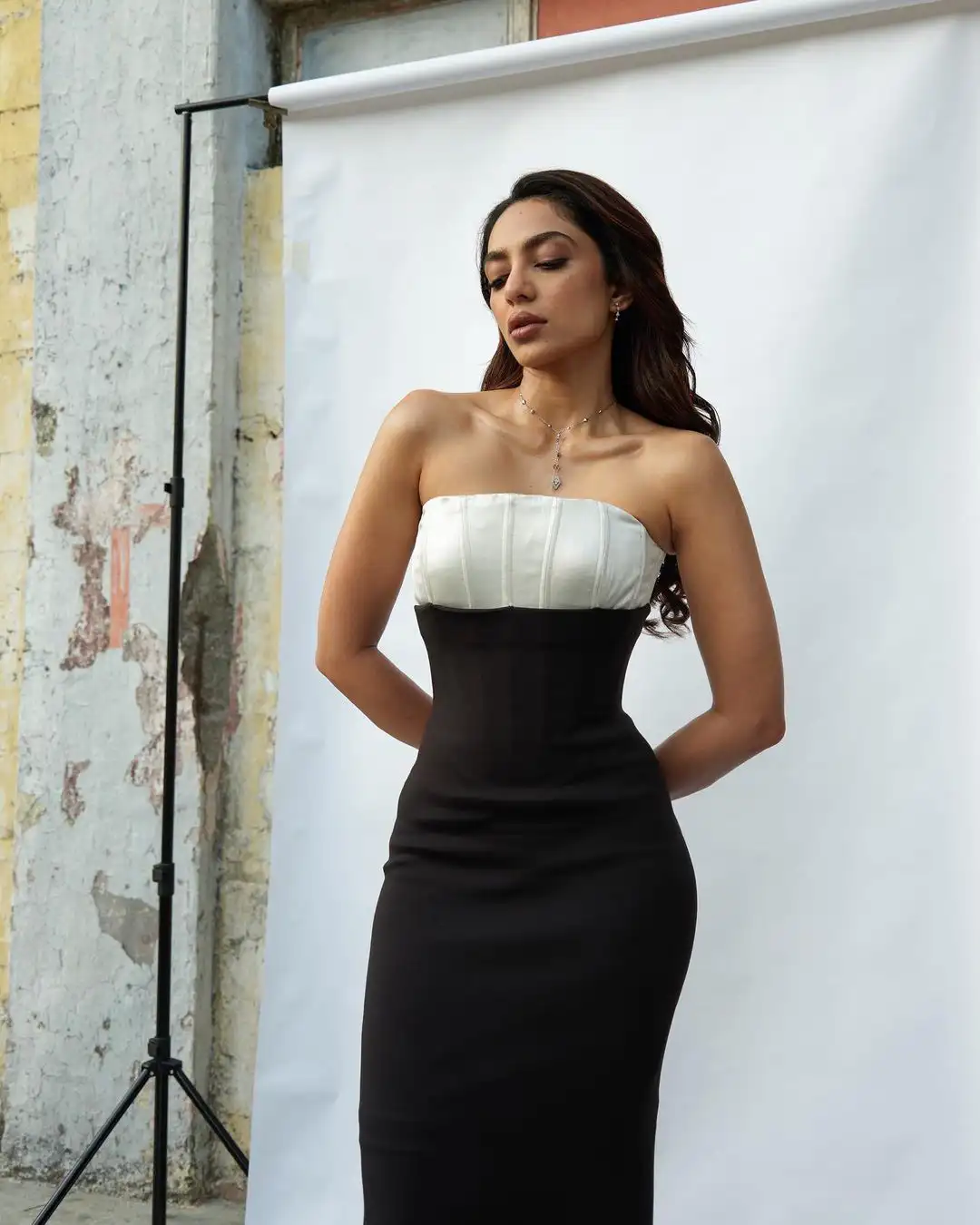Sobhita Dhulipala photo shoot in Black and White Dress