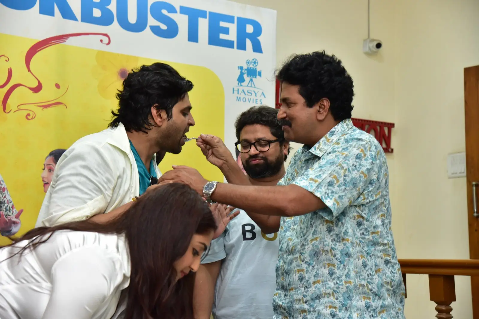 Sree Vishnu Reba Monica John Samajavaragamana success celebration photos