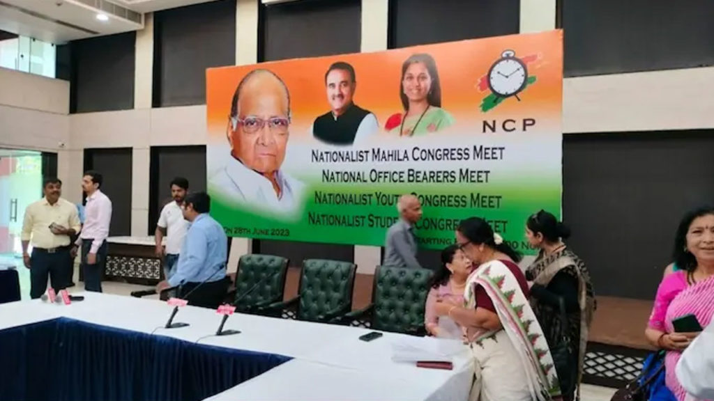 Ajit Pawar missing from posters at NCP national executive meet in Delhi