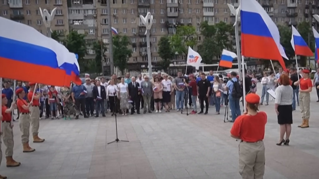 People celebrate Russia Day in Mariupol of Ukraine