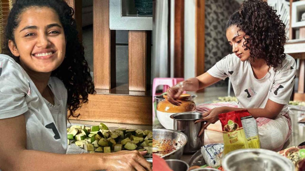 Anupama Parameswaran Prepared Mango Pickle Avakaya Photos goes viral