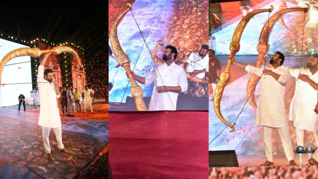 Prabhas lifted Shiva Dhanush in Adipurush Pre Release Event