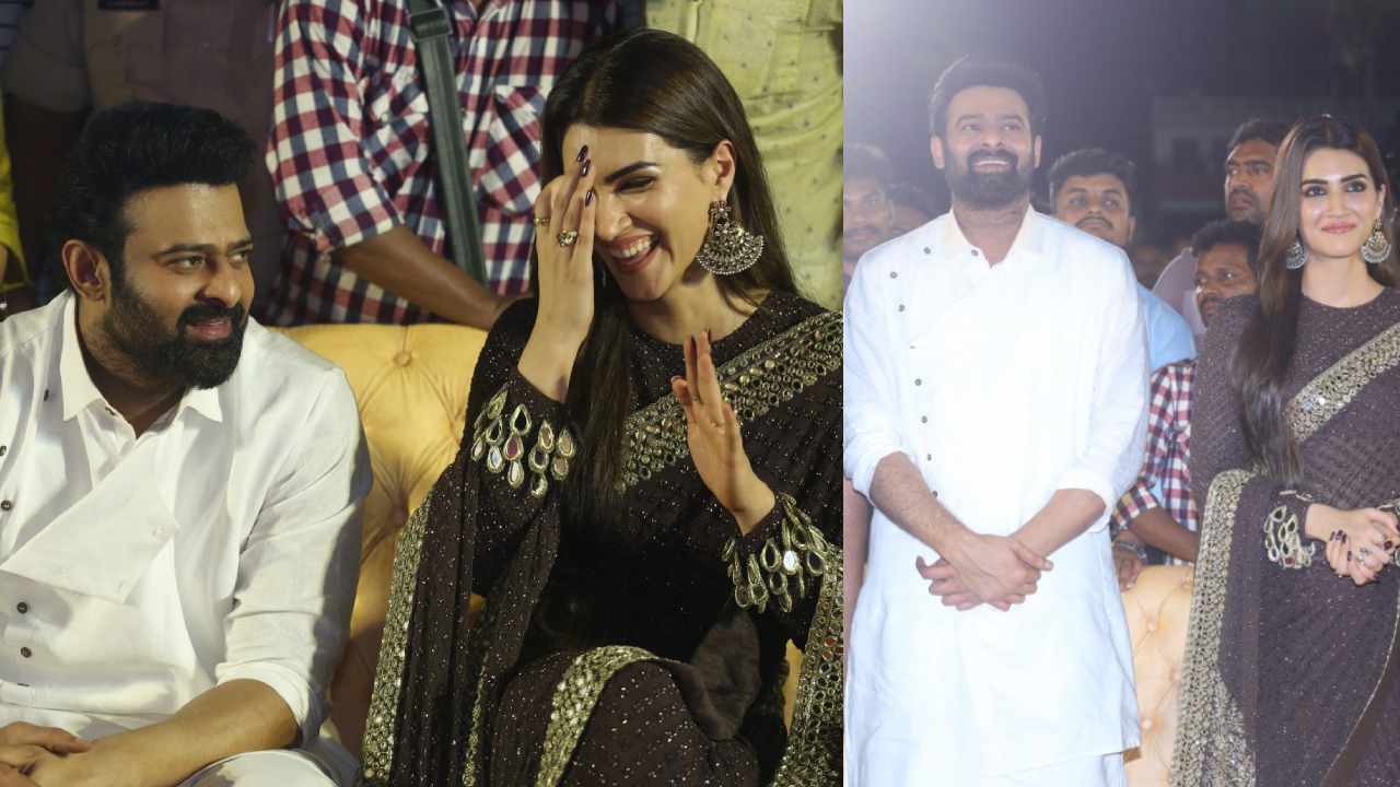 Prabhas & Kriti Sanon : సీతా రామ్.. ఆదిపురుష్ ప్రీ రిలీజ్ ఈవెంట్ లో ప్రభాస్, కృతి సనన్ ఫొటోలు.. ఎంత చక్కగా ఉందో జంట..