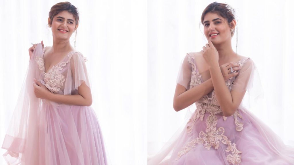tollywood actress Ashima Narwal photos in pink dress