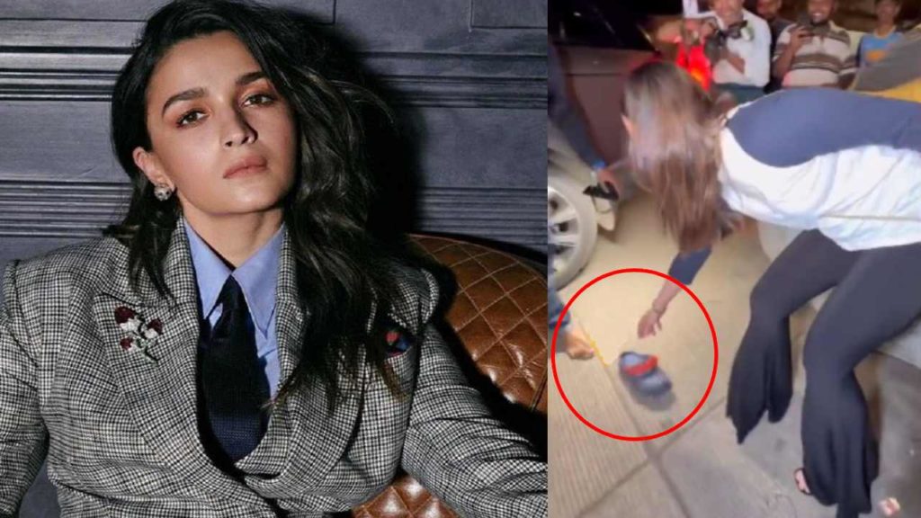 Alia Bhatt lifts camera man slipper with her hand in public video viral
