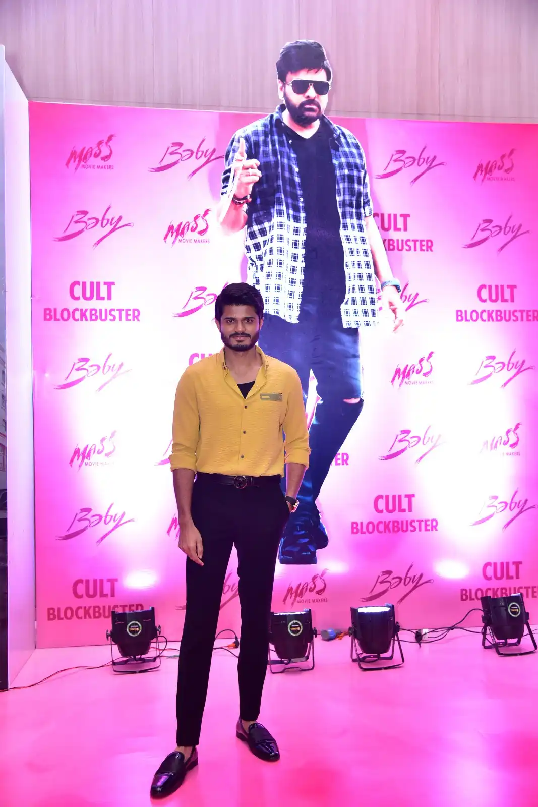 Anand Deverakonda Viraj Ashwin Vaishnavi Chaitanya Chiranjeevi at Baby movie event