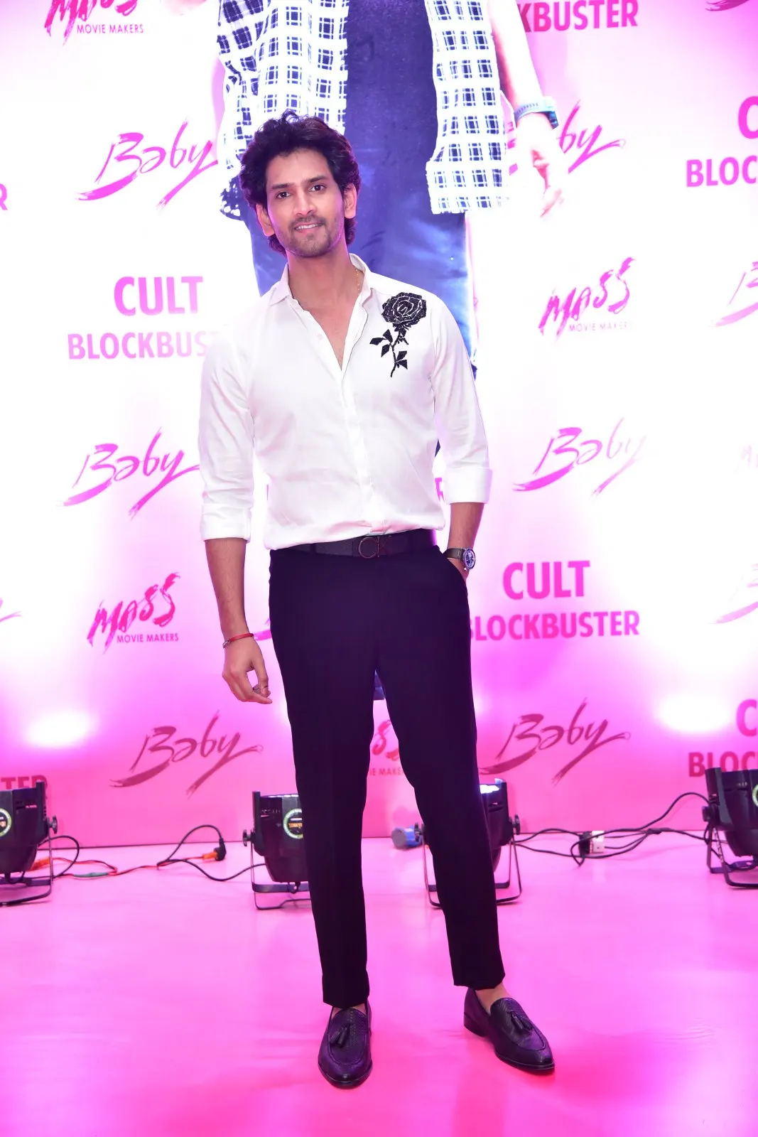 Anand Deverakonda Viraj Ashwin Vaishnavi Chaitanya Chiranjeevi at Baby movie event