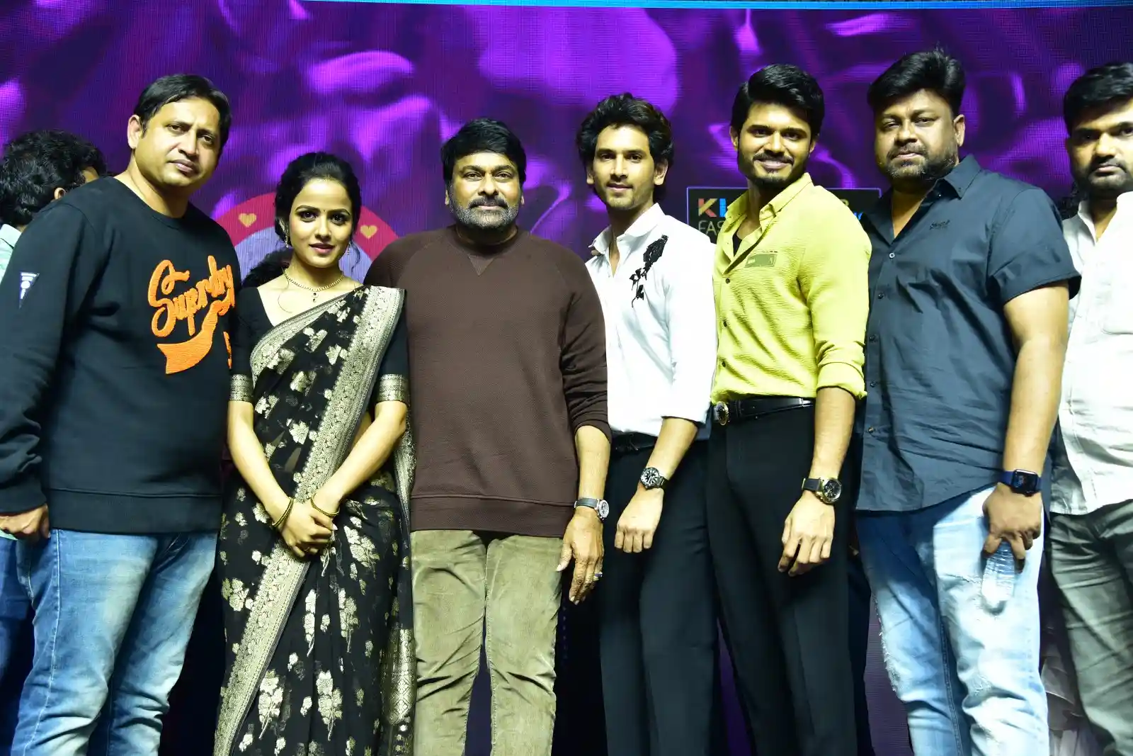 Anand Deverakonda Viraj Ashwin Vaishnavi Chaitanya Chiranjeevi at Baby movie event