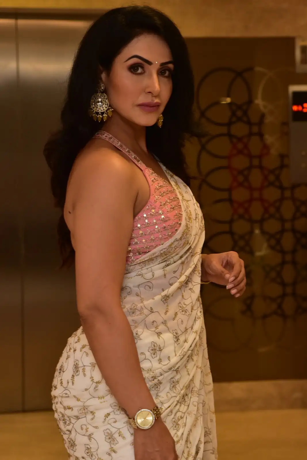 Nandini Rai Shines in Saree at Bhaag Saale Movie Pre Release Event