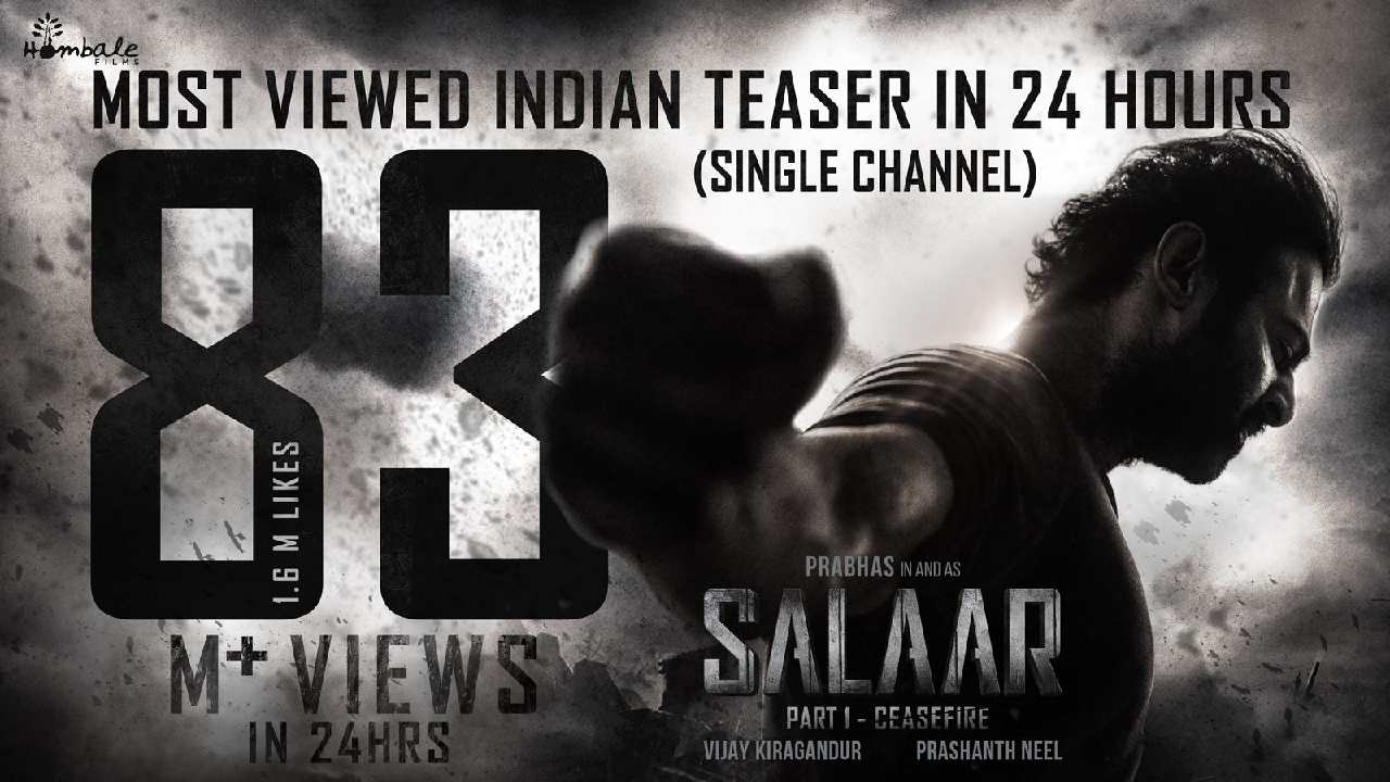 Prabhas Salaar teaser views break kgf 2 record