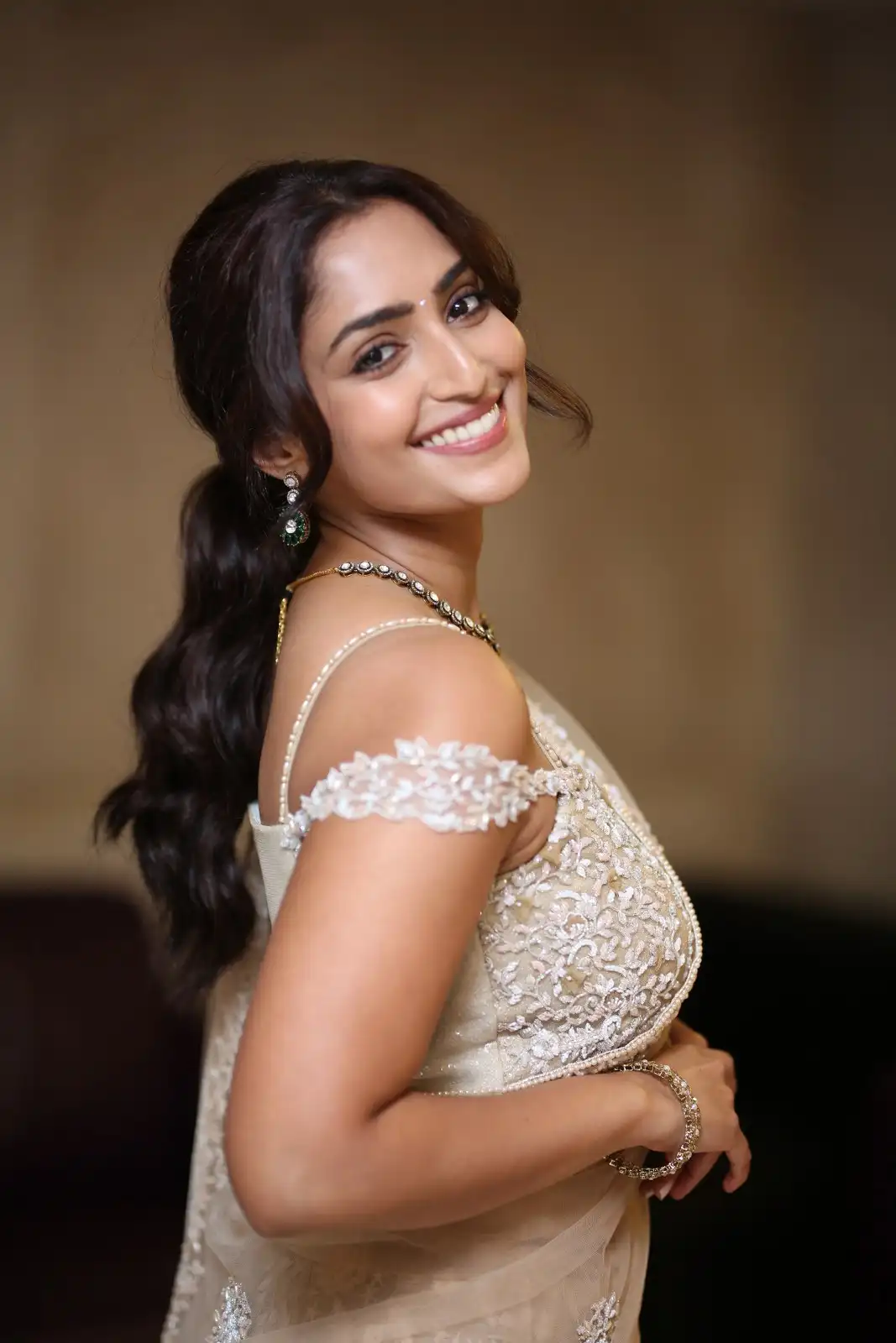 Reba Monica John shines in Saree at Samajavaragamana Movie Success Meet