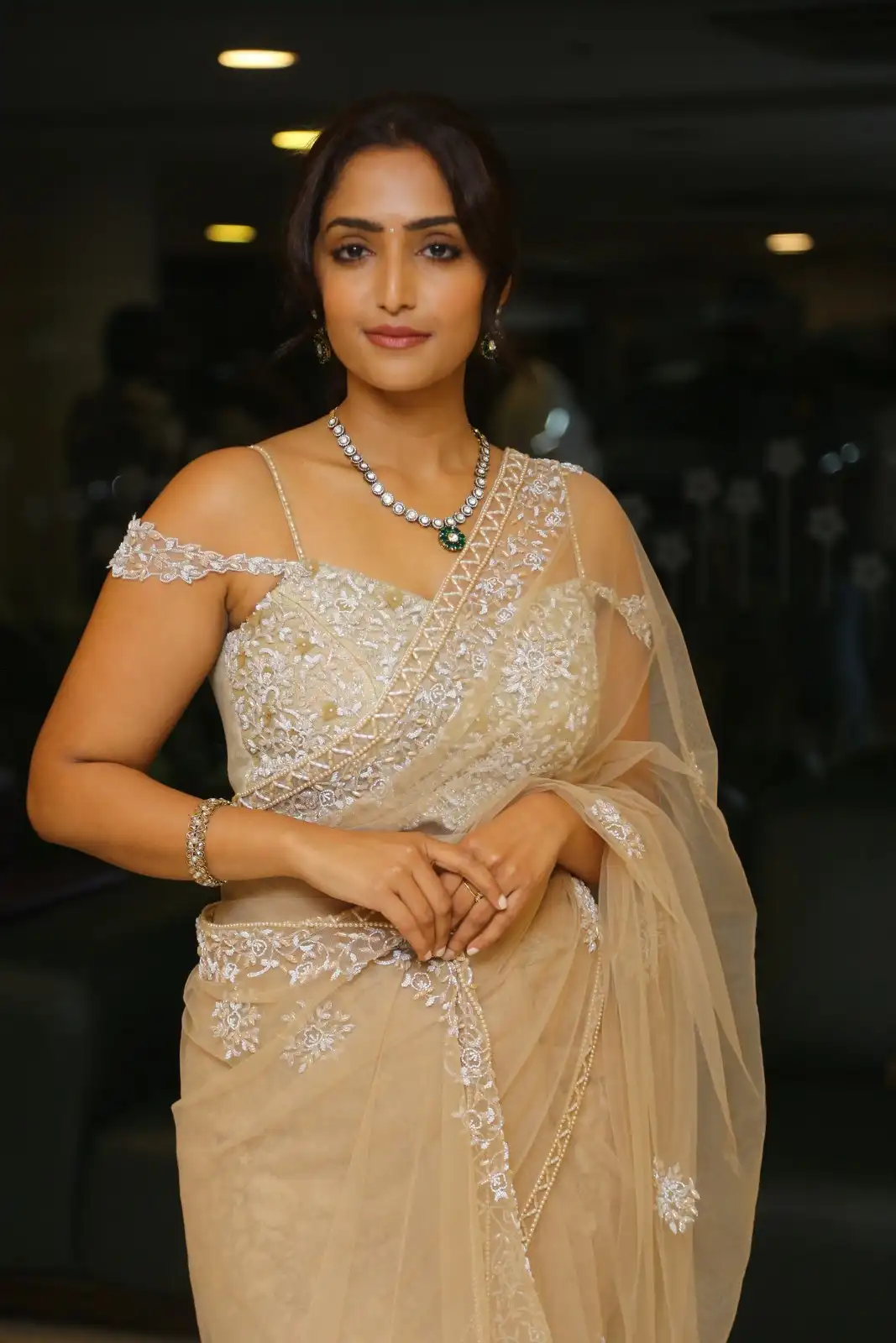 Reba Monica John shines in Saree at Samajavaragamana Movie Success Meet
