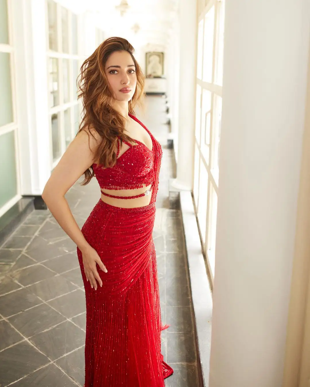 Tamannaah Bhatia Stunning looks in Red Saree