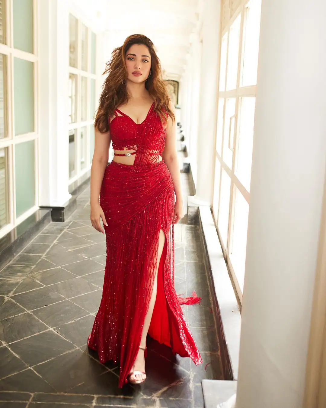Tamannaah Bhatia Stunning looks in Red Saree