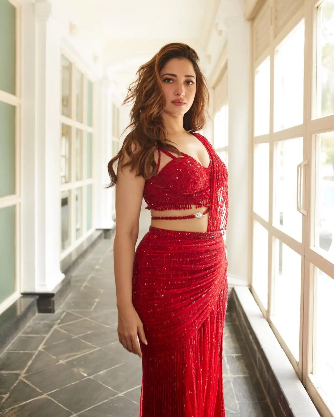 Tamannaah Bhatia Stunning looks in Red Saree