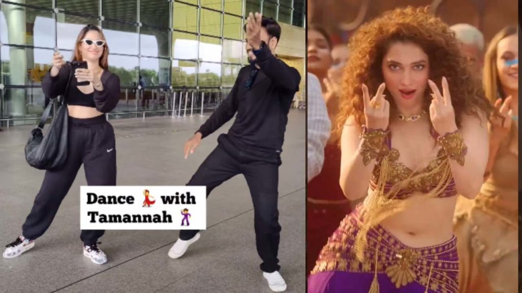 Tamannaah dance with fan for Kaavaalaa song at mumbai airport video viral