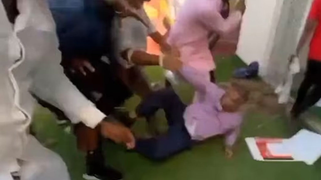 ABVP members thrash vice chancellor and registrar and police at university in Uttar pradesh