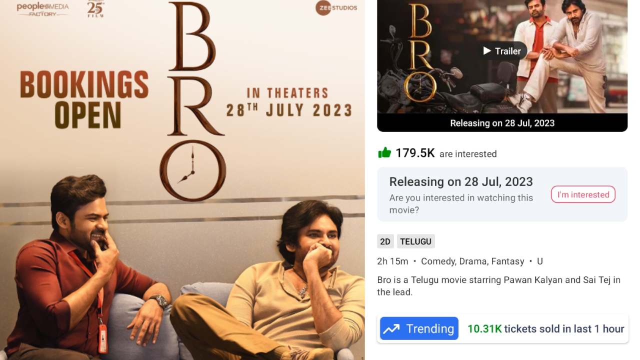 Bro Movie : ‘బ్రో’ టికెట్స్ రిలీజ్.. అదిరిపోతున్న అడ్వాన్స్ బుకింగ్స్.. గంటలో 10 వేలకు పైగా టికెట్లు.. Bro Movie : ‘బ్రో’ టికెట్స్ రిలీజ్.. అదిరిపోతున్న అడ్వాన్స్ బుకింగ్స్.. గంటలో 10 వేలకు పైగా టికెట్లు..
