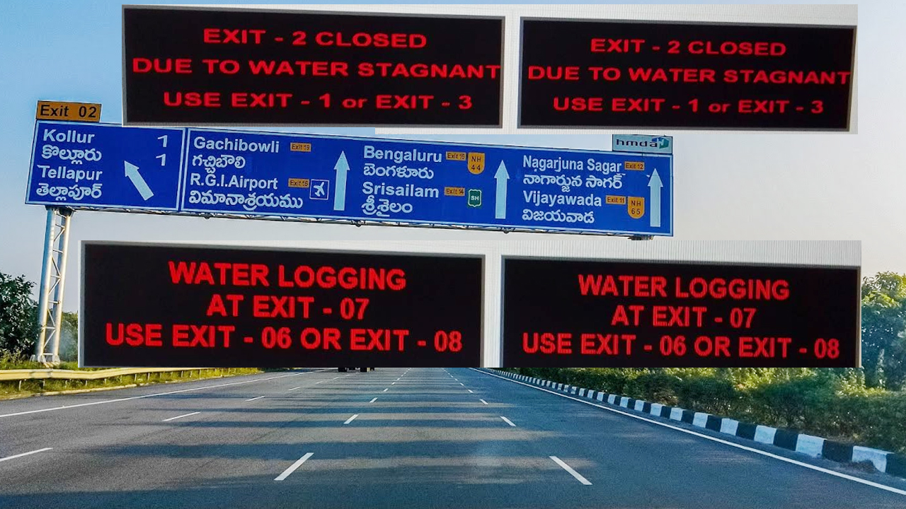 Image of Distance Information Boards on Nehru Outer Ring Road, Hyderabad -HL840256-Picxy