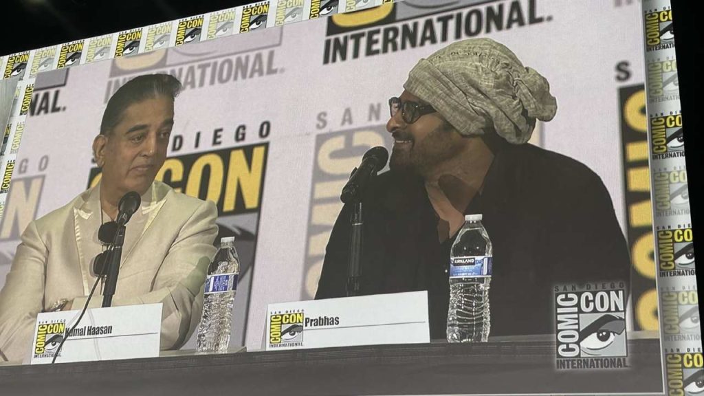 Project K Team Welcomed by Indian Culture Programs on Hollywood Stage in Comic Con Event Prabhas introduced by Rana