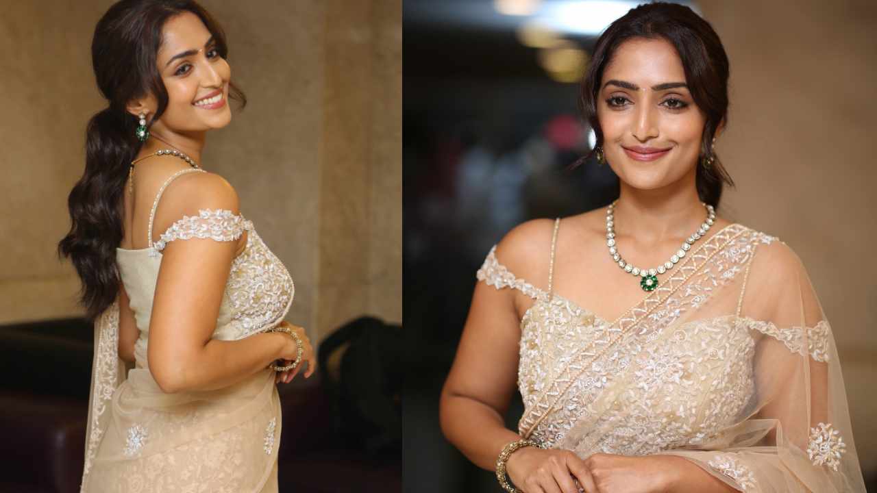 Reba Monica : సామజవరగమన సినిమా సక్సెస్ మీట్‌లో చీరలో మెరిపించిన రెబా మోనికా..