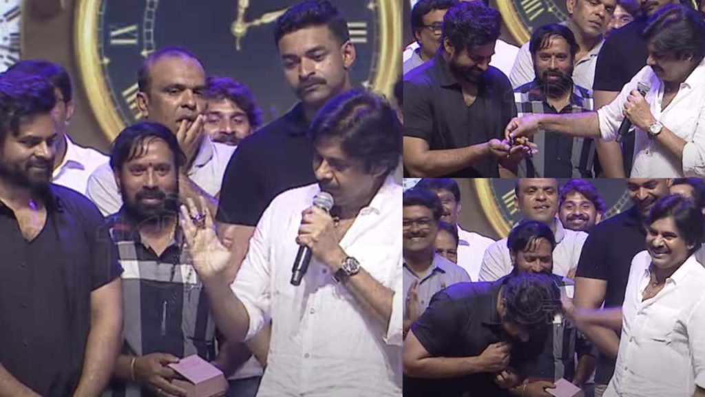 Pawan Kalyan gifted special chain to Sai Dharam Tej on Bro Movie Pre Release Event Gallery