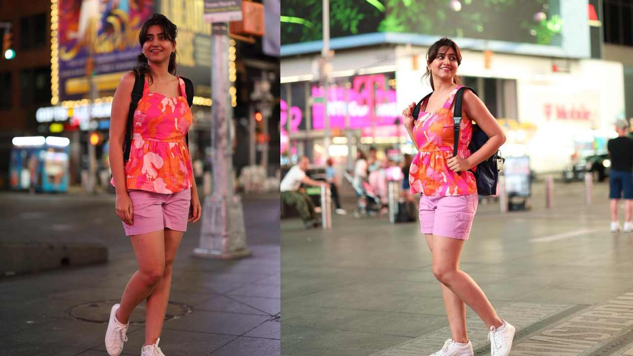 Varshini Sounderajan : రాత్రి పూట న్యూయార్క్ టైమ్స్ స్క్వేర్ దగ్గర వర్షిణి పోజులు..