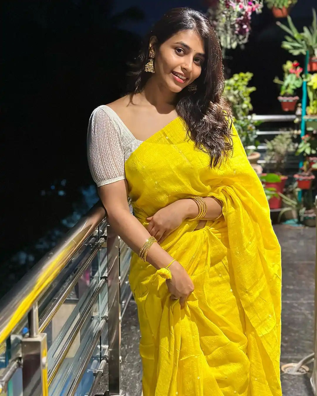 Kannada Actress Sapthami Gowda Photos in Yellow Saree gone viral