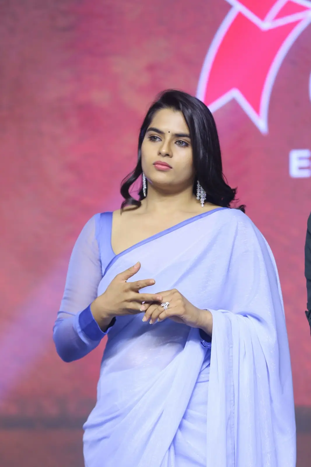 Kavya Kalyanram Gorgeous looks in Saree at Ustaad Pre Release Event
