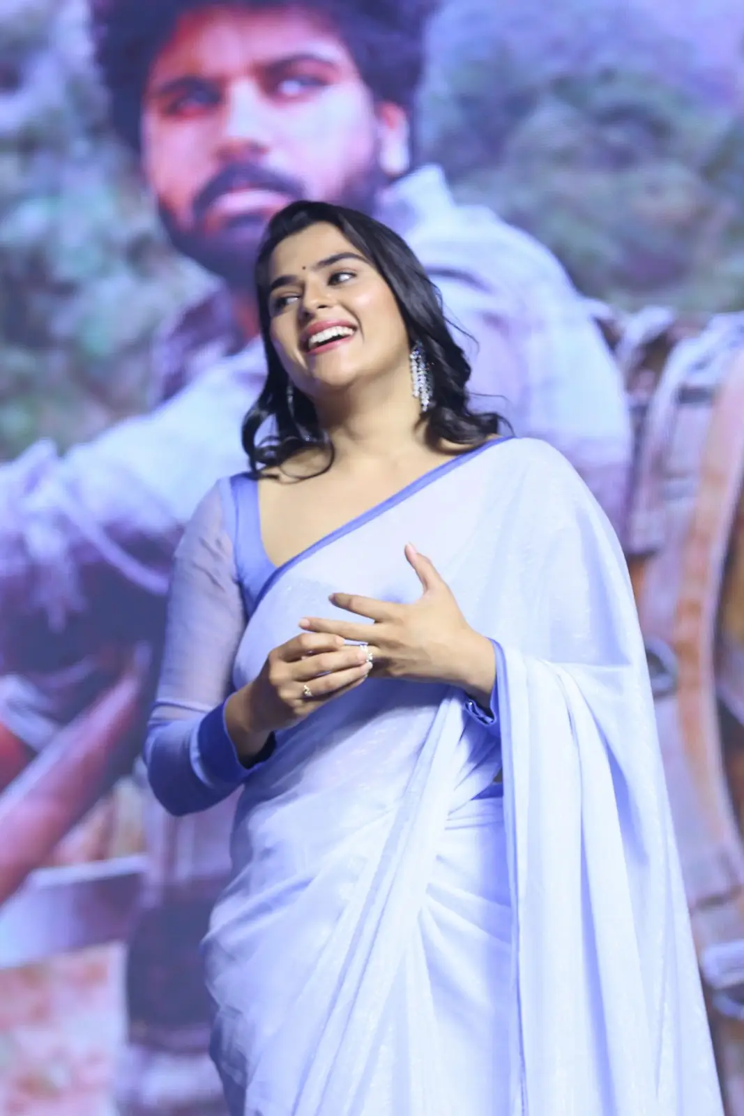 Kavya Kalyanram Gorgeous looks in Saree at Ustaad Pre Release Event