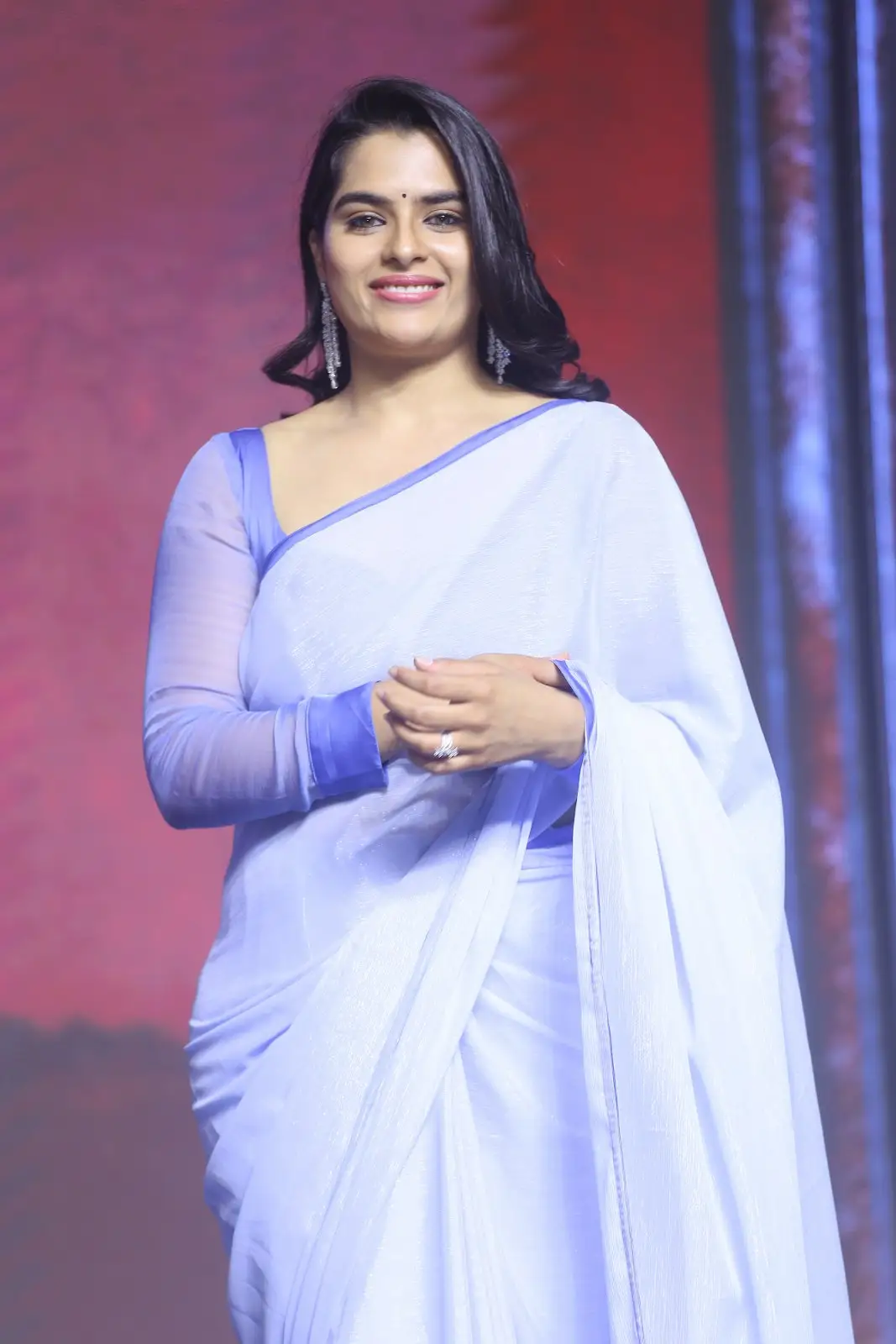 Kavya Kalyanram Gorgeous looks in Saree at Ustaad Pre Release Event