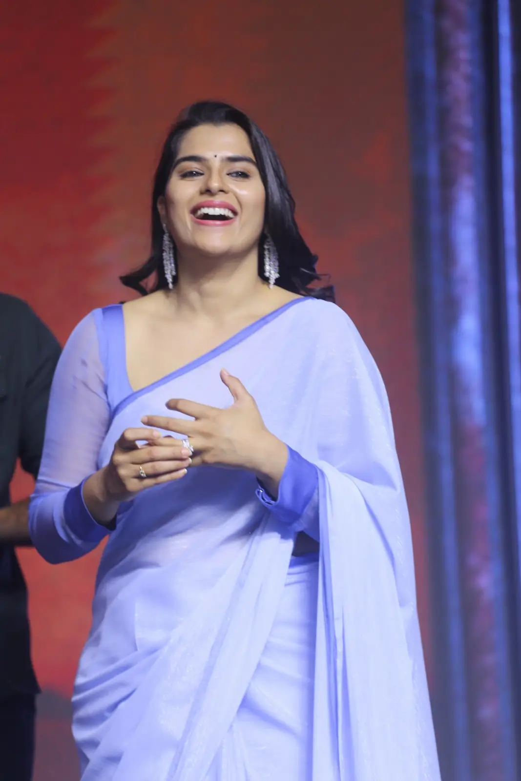 Kavya Kalyanram Gorgeous looks in Saree at Ustaad Pre Release Event