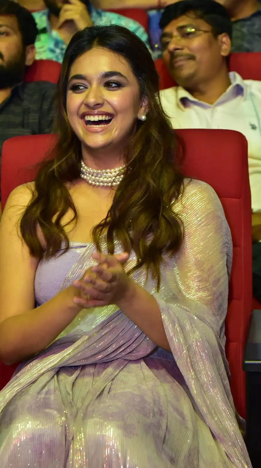 Keerthy Suresh Shines in Bholaa Shankar Pre Release Event