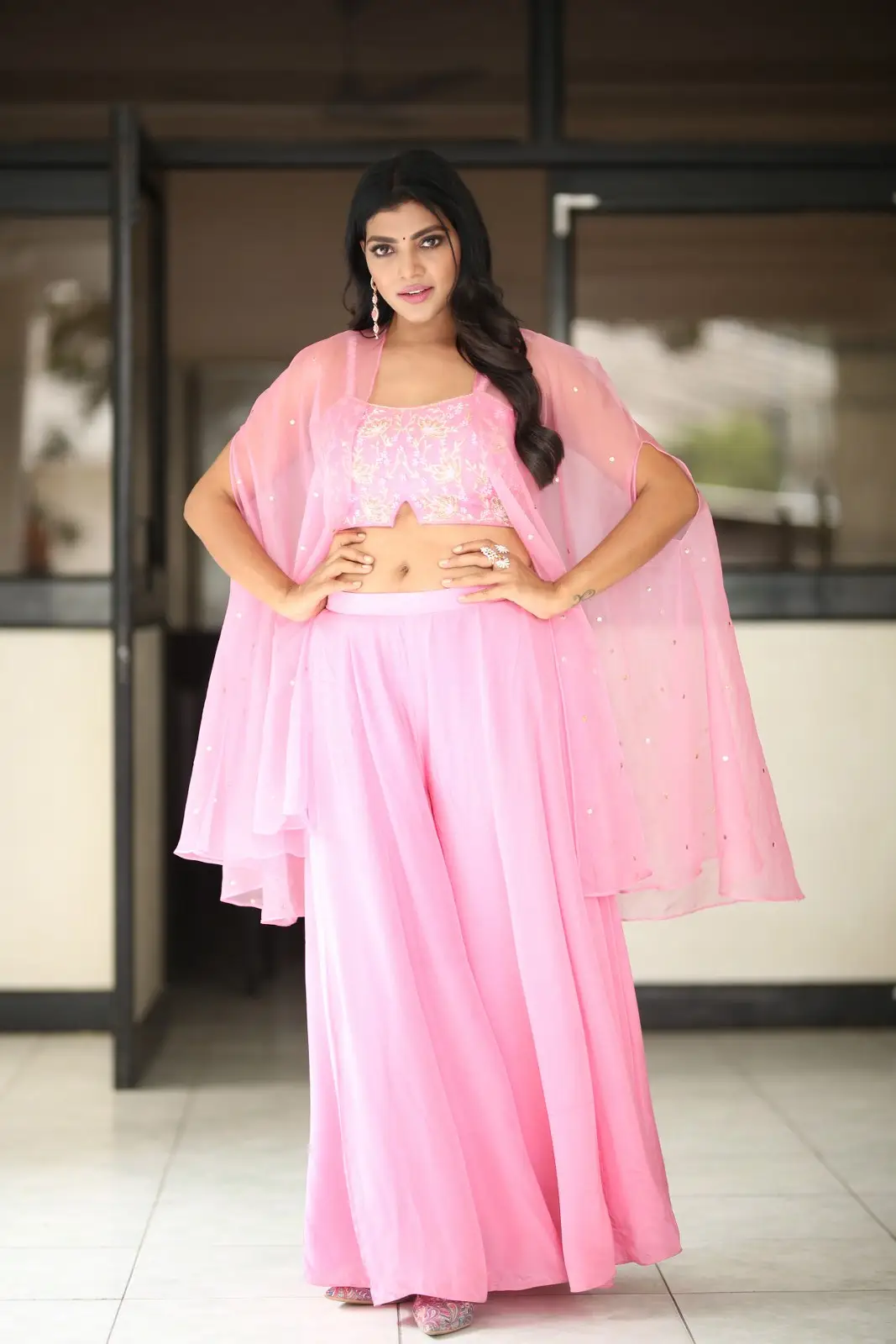 BiggBoss Fame Lahari Shari Stunning looks in Pink Dress 