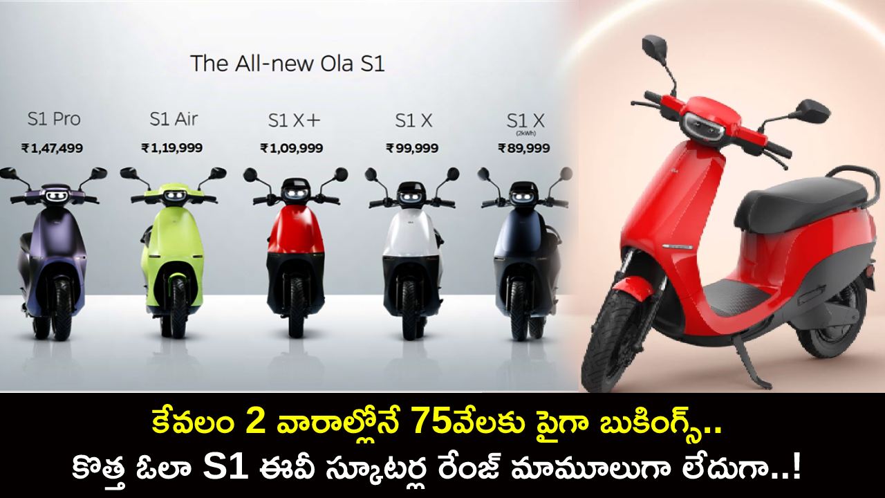 Ola S1 e-scooters : కేవలం 2 వారాల్లోనే 75వేలకు పైగా బుకింగ్స్.. కొత్త ఓలా S1 ఈవీ స్కూటర్ల రేంజ్ మామూలుగా లేదుగా..! Ola S1 e-scooters : కేవలం 2 వారాల్లోనే 75వేలకు పైగా బుకింగ్స్.. కొత్త ఓలా S1 ఈవీ స్కూటర్ల రేంజ్ మామూలుగా లేదుగా..!