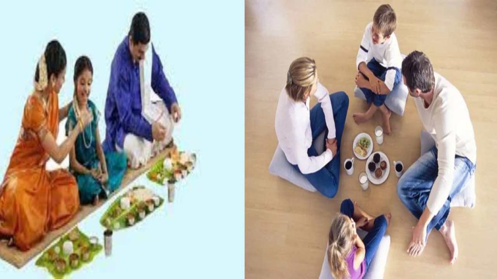 Eating sitting on the floor
