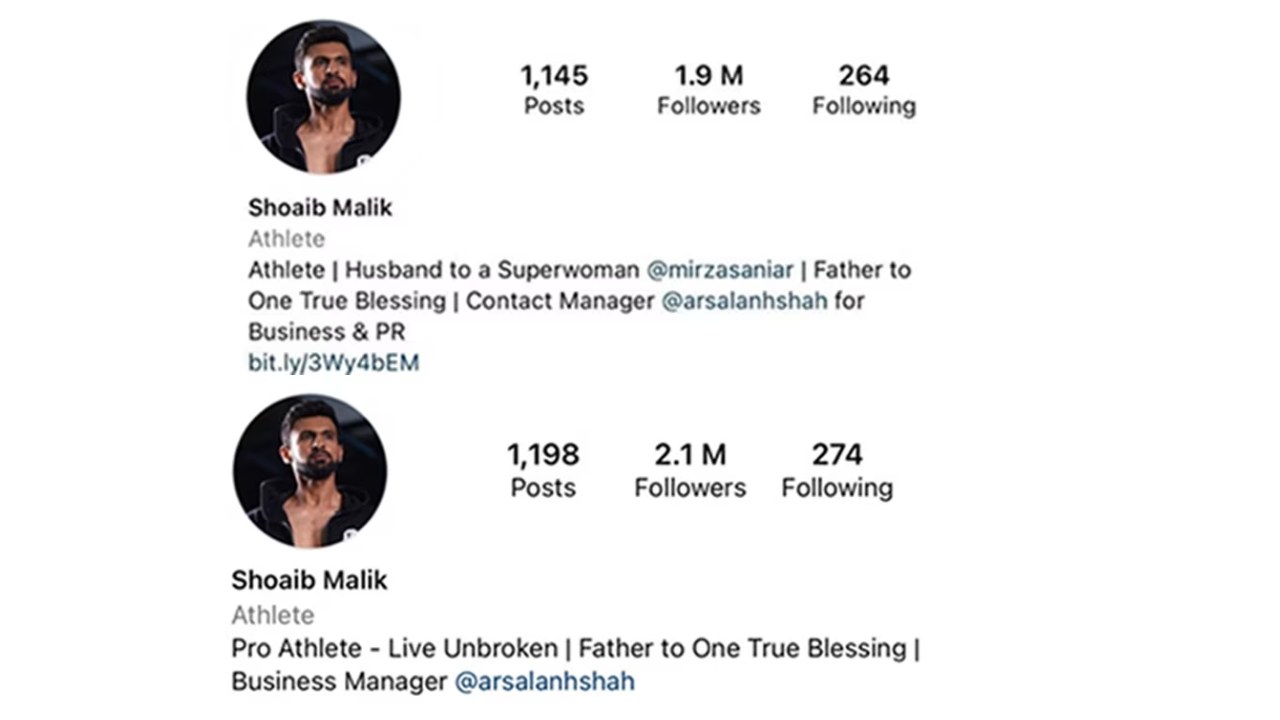Shoaib Malik Instagram Bio