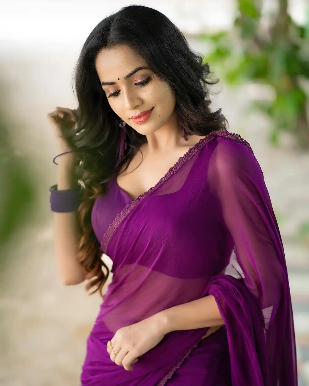 Shobha Shetty Sizzling Looks in Transparent Saree