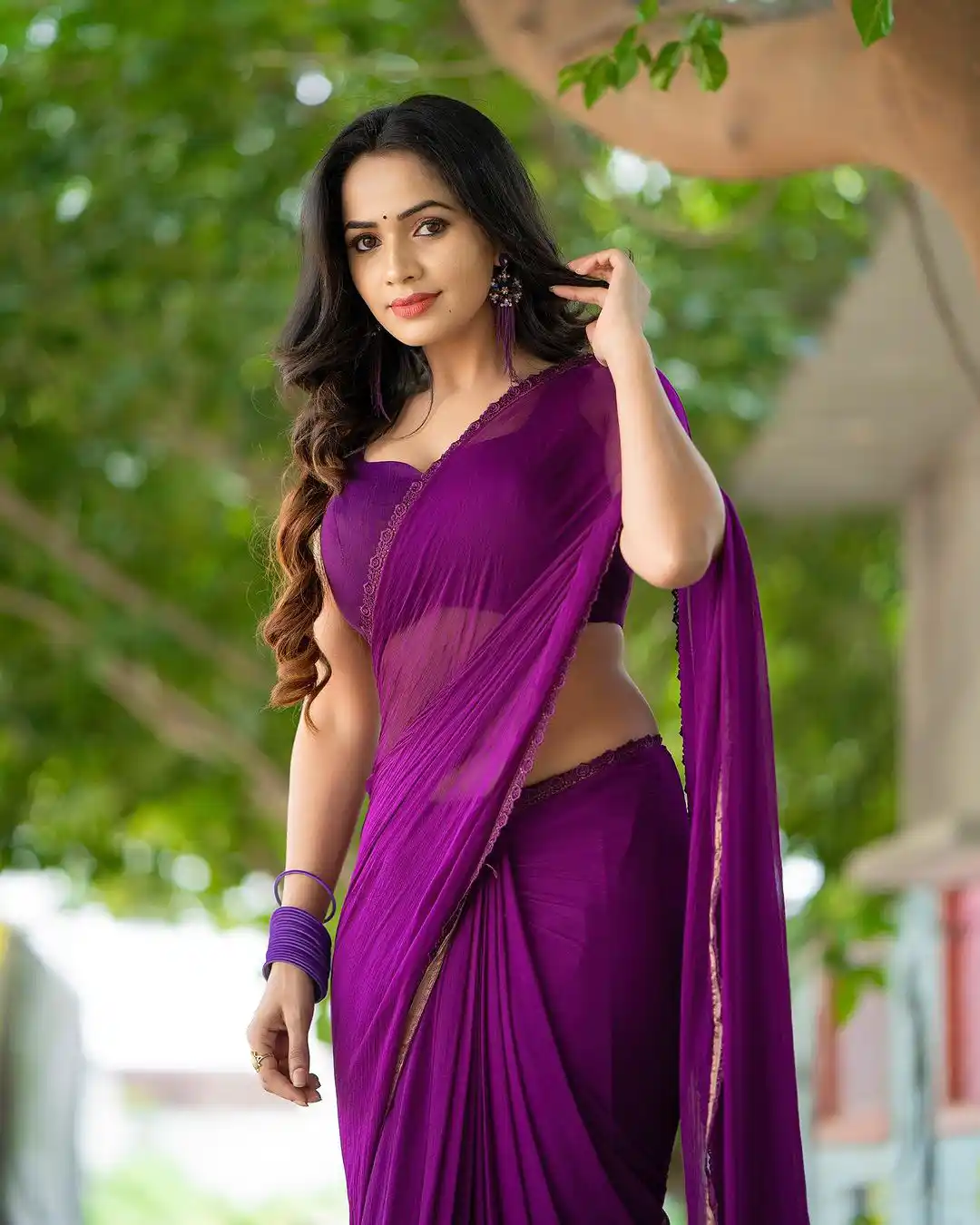 Shobha Shetty Sizzling Looks in Transparent Saree