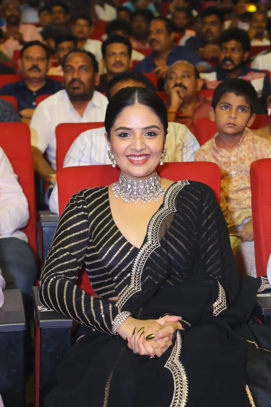 Sreemukhi clicks at Bholaa Shankar Movie Pre Release Event