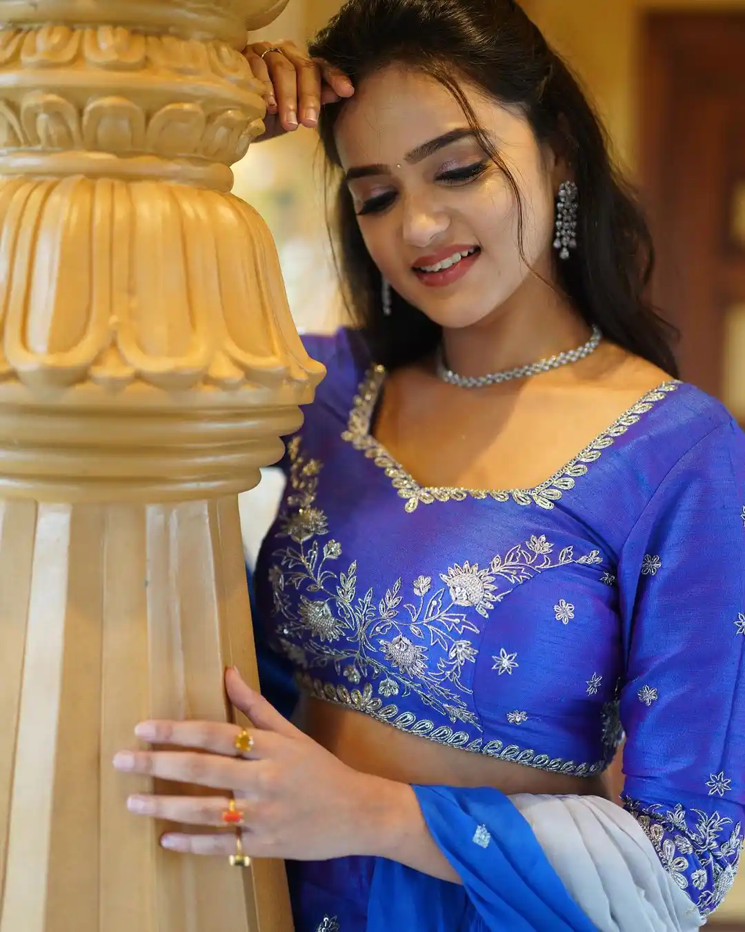 Sri Satya Stunning looks in Blue Ghagra Choli