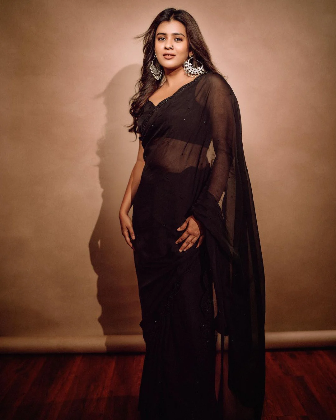 Tollywood Actress Hebah Patel Photos in Black Saree