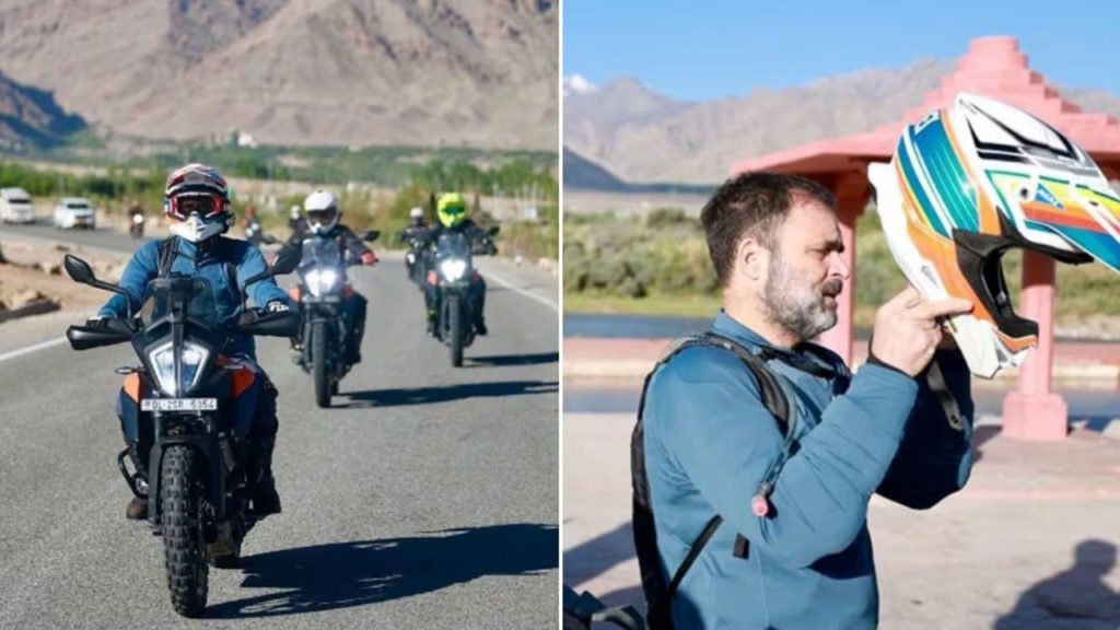 bjp leaders happy for rahul gandhi biki riding in ladakh