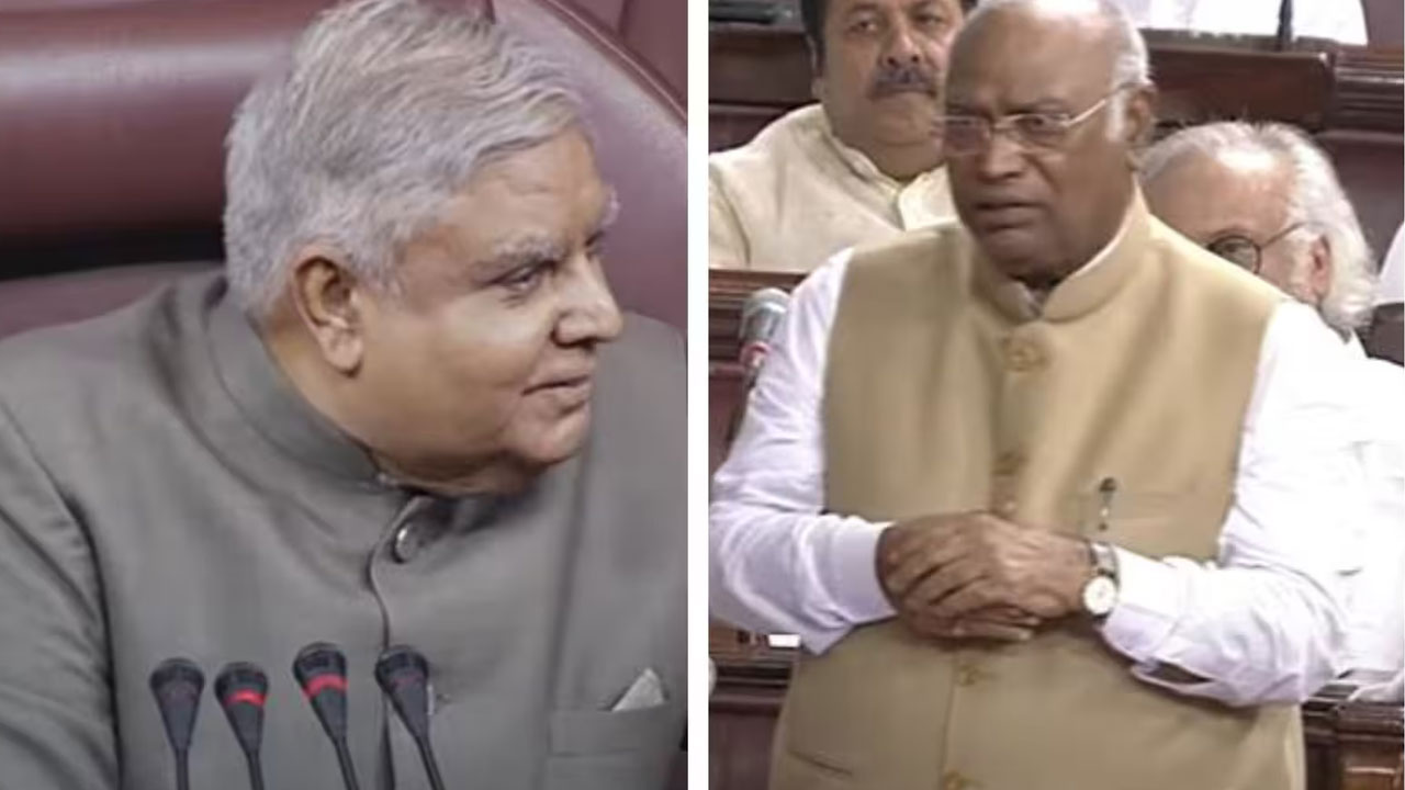 Kharge vs Dhankar: నాకు పెళ్లైంది, కోపం రాదు.. రాజ్యసభలో చైర్మన్ ధన్కడ్, విపక్ష నేత ఖర్గే మధ్య జోకులు Kharge vs Dhankar: నాకు పెళ్లైంది, కోపం రాదు.. రాజ్యసభలో చైర్మన్ ధన్కడ్, విపక్ష నేత ఖర్గే మధ్య జోకులు