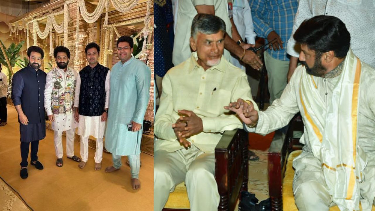 NTR Kalyan Ram : మేనల్లుడి పెళ్ళిలో ఎన్టీఆర్, కళ్యాణ్ రామ్ సందడి.. మనవడి కోసం వచ్చిన బాలయ్య NTR Kalyan Ram : మేనల్లుడి పెళ్ళిలో ఎన్టీఆర్, కళ్యాణ్ రామ్ సందడి.. మనవడి కోసం వచ్చిన బాలయ్య